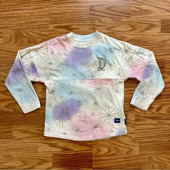 Disney Girls Medium 7-8 Spirit Jersey Sweatshirt Disneyland 100 Glitter EUC! - Picture 2 of 12